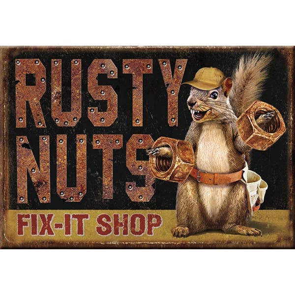 Desperate Enterprises - Wholesale Magnet - Magnet: Rusty Nuts Garage Metal wrapped with printed media