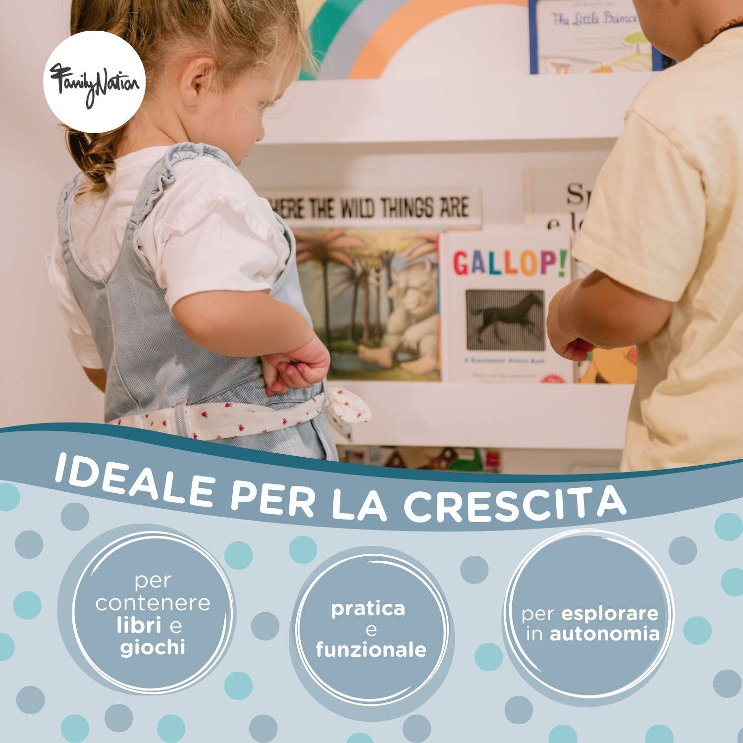 Family Nation - Wholesale Bookcase - Montessori Rainbow Front-Facing Bookshelf 6