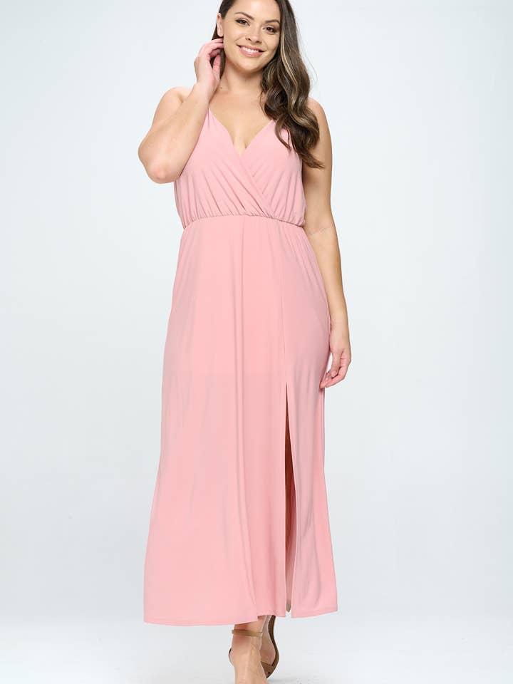 Plus Storlek Solid Camisole Wrap Maxi Klänning för wholesale av DNA Couture