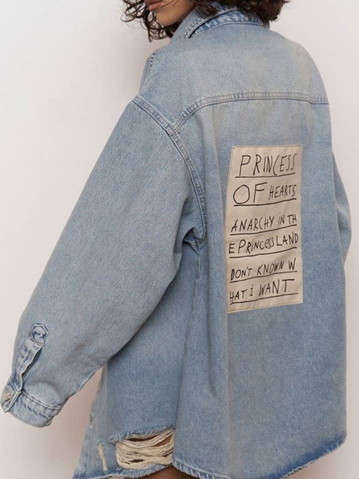 Mccolin - Wholesale Denim Jacket - Women's - Oversized Distressed Denim Jacket7