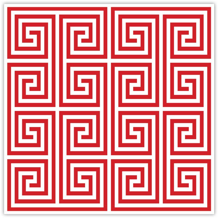 Greek Key Pattern Red Square Placemat for wholesale by RosanneBeck Collections