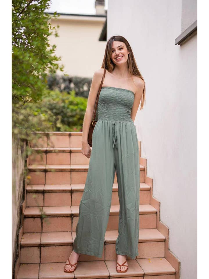 LORIANE - Wholesale Jumpsuit - Women's - 7382D One size flowing strapless jumpsuit with pocket8