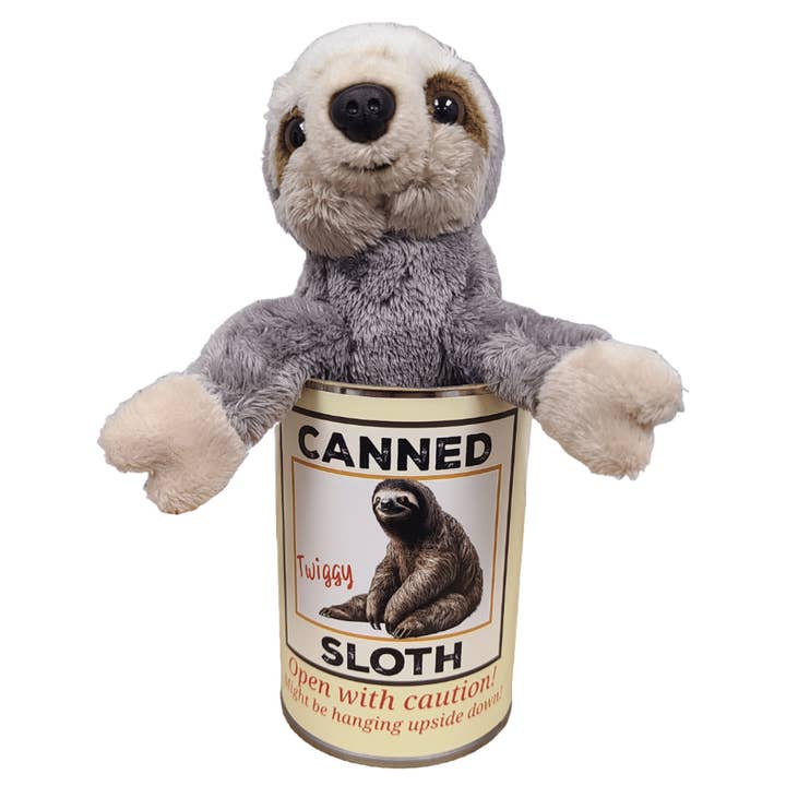 Canned Gifts - Wholesale Stuffed/Plush Toy - Kids & Baby - Twiggy the Canned Sloth Stuffed Animal Plush w/Funny Jokes