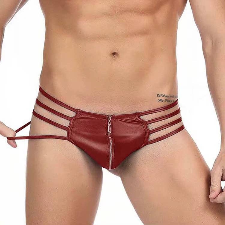 VIGOR - Wholesale Underwear - Men's - Men'S Zipper Open Front Jockstrap Thongs See-Through Underwear Hollow Out Low Rise G-Strings Briefs (MOQ 10 Pcs)1