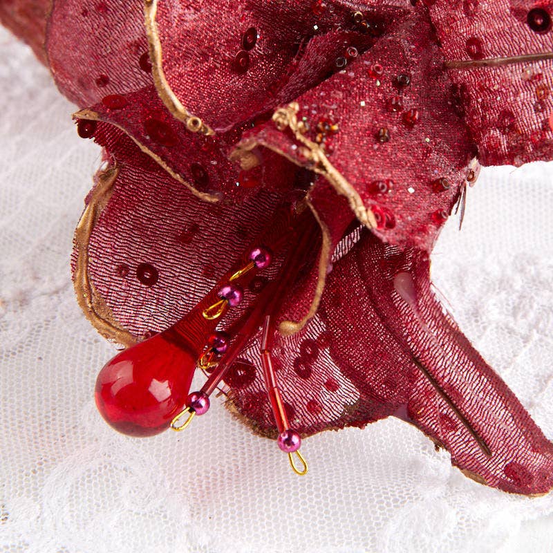 Factory Direct Craft - Wholesale Ornament Set - Sequined Amaryllis Christmas Ornament1