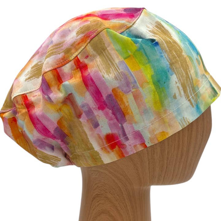Rainbow Stripes Scrub Cap Euro Style Scrub Hat for wholesale by SewingLabPlus