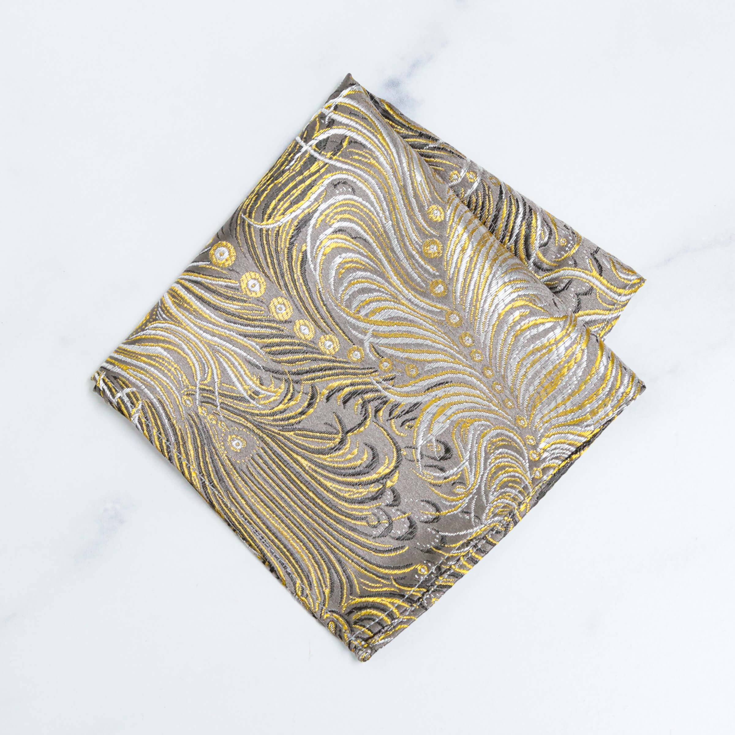 Cathayana - Wholesale Pocket Square - Men's - Peacock Feather Brocade Pocket Square, Handkerchief8