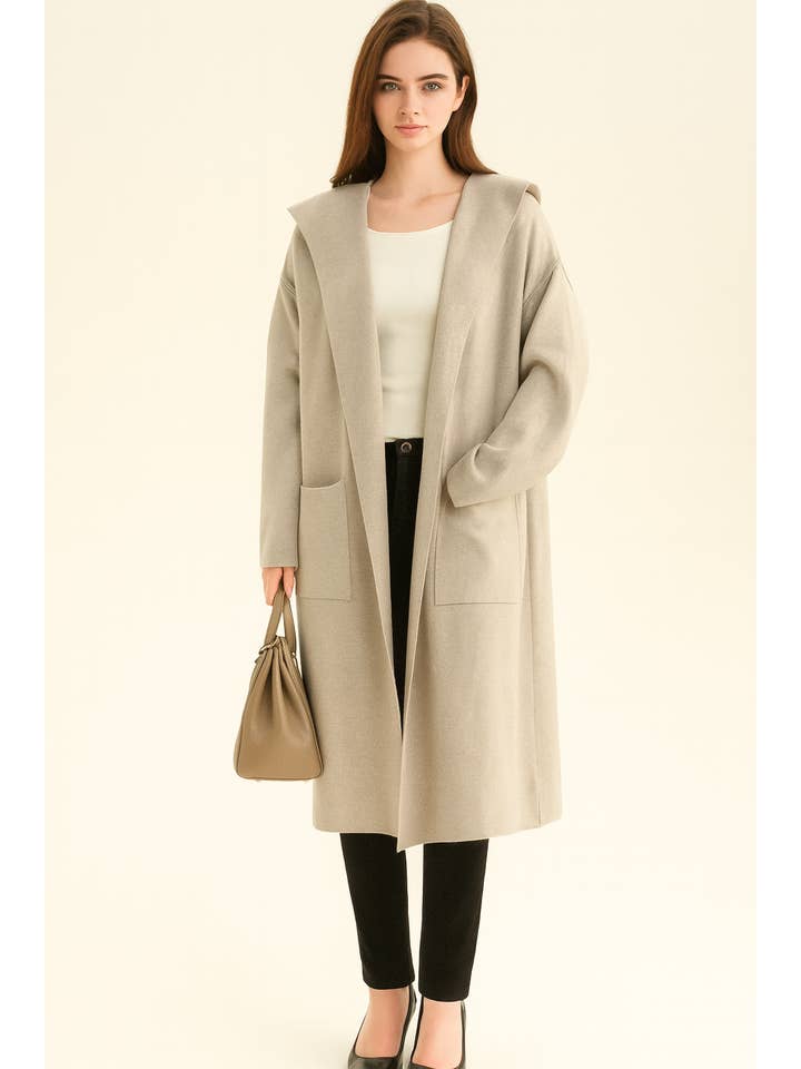 Lucy Sparks – Engroshandel Frakke - Dame – TUNG STRIKKET HÆTTETRØJE MED LOMMER