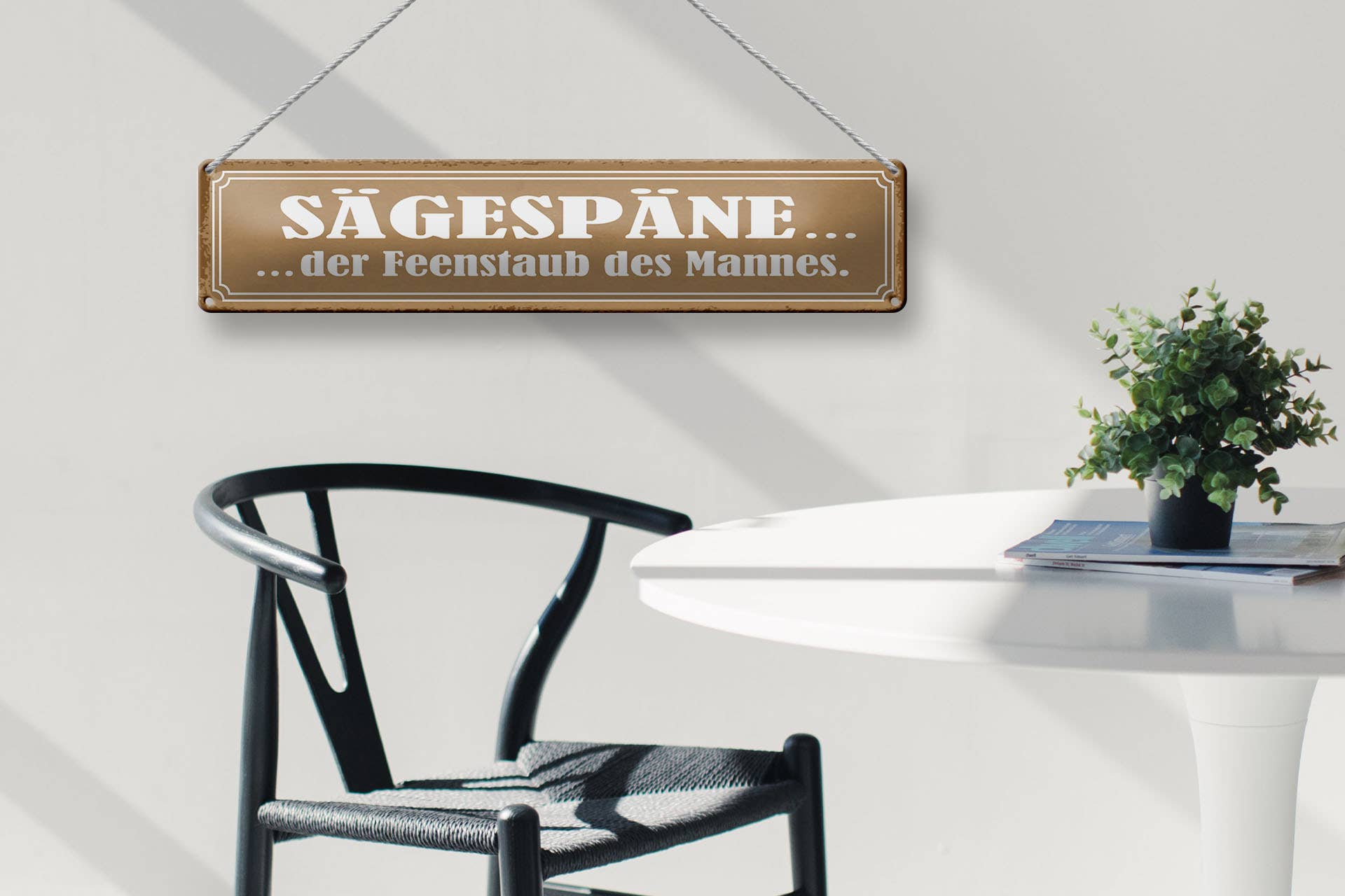 Femer – Großhandel Schilder – Blechschild Spruch 46x10cm Sägespäne Feenstaub des Mannes2