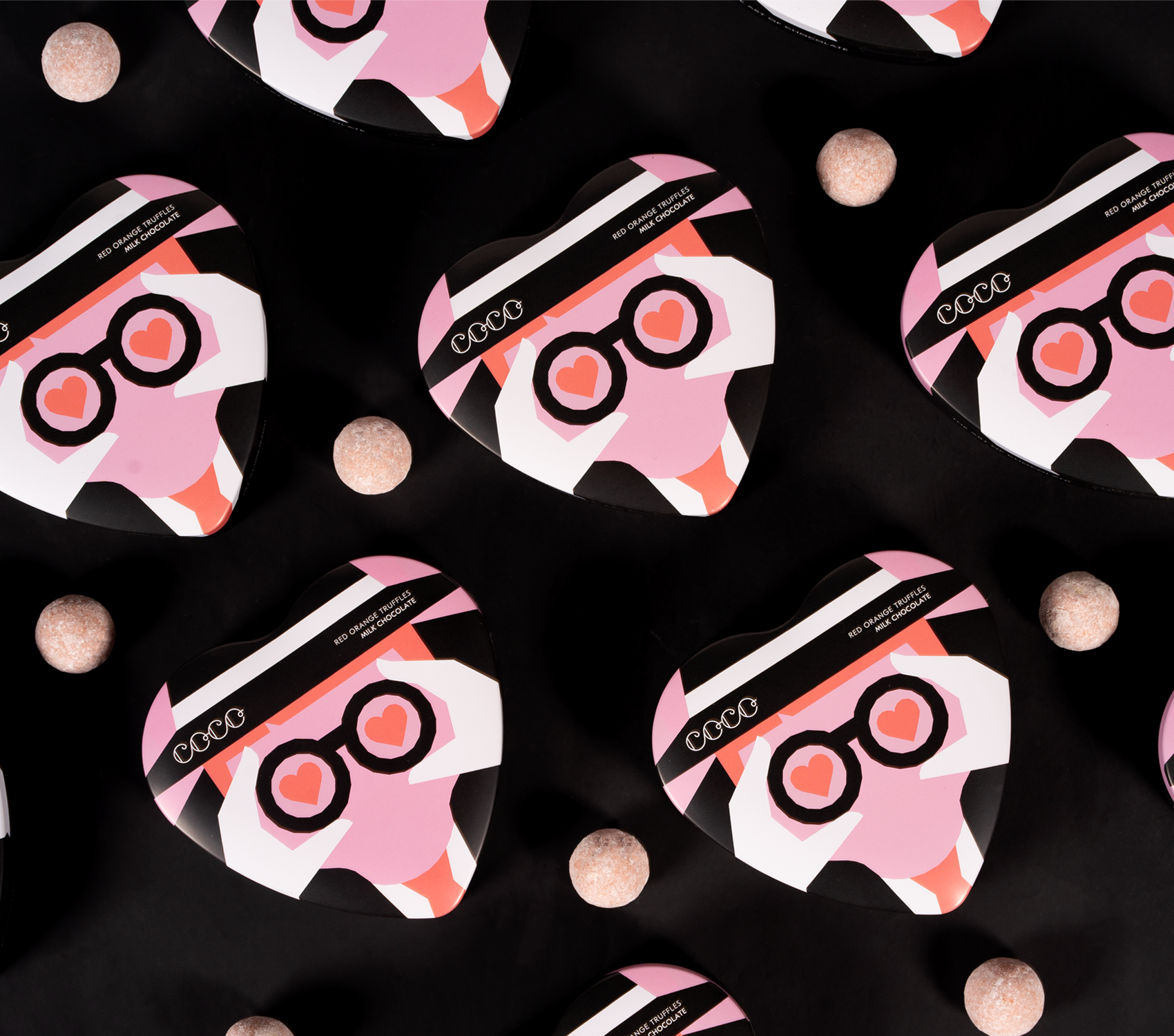 COCO Chocolatier [No duties when shipping to US!] – wholesale Chocolate box – Red Orange Truffles Heart Tin 100g1