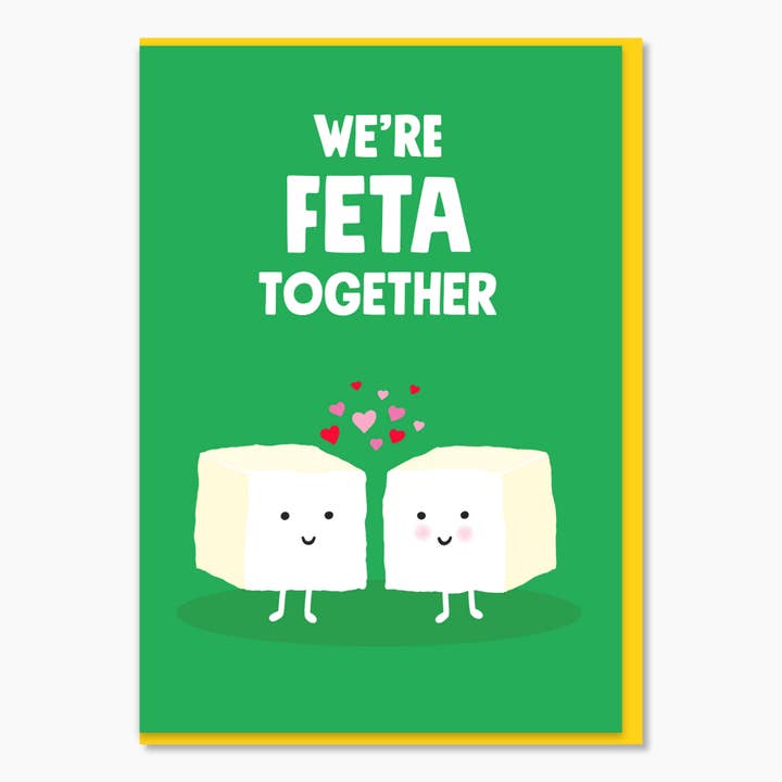 Stoats & Weasels - Wholesale Love Card - We're Feta Together Love Card | Valentine | Cheese Pun1