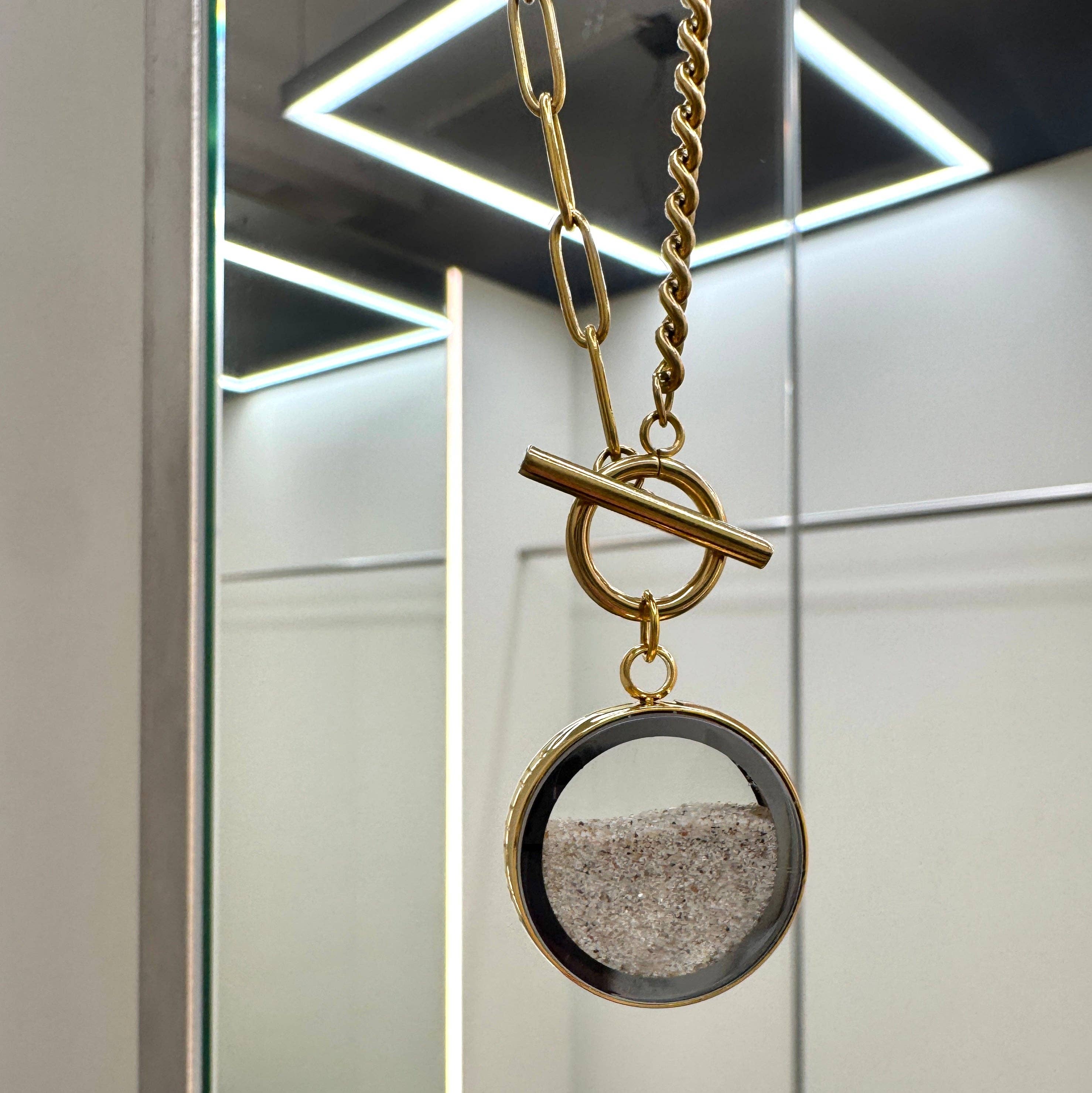 My Little Nature – Colar pingente/pendente por atacado – Colar artesanal folheado a ouro com areia natural da praia e fecho toggle12