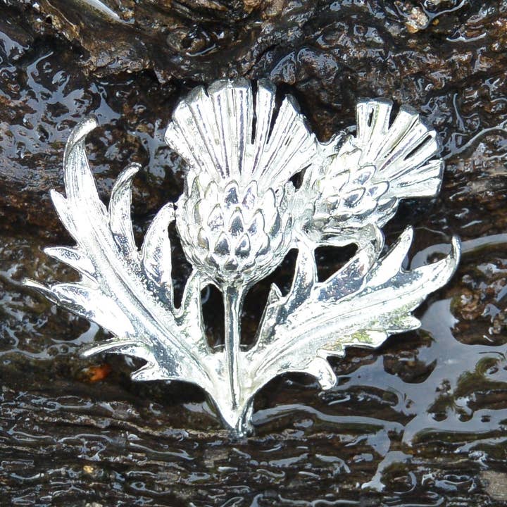 Anillo para bufanda de peltre de cardo fundido a mano por William Sturt para venta al por mayor de William Sturt Fine Pewter