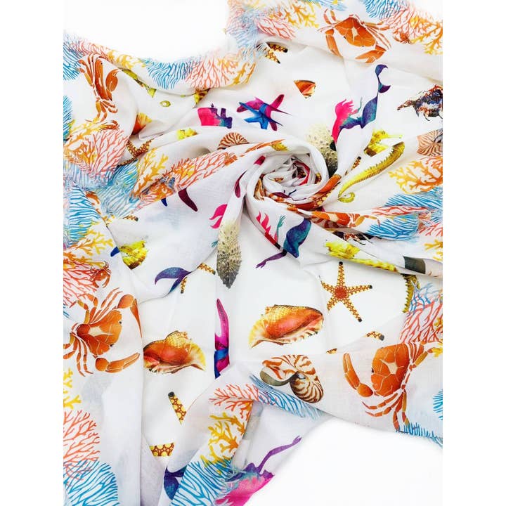 Vit-Multi JC021060 överdimensionerad vit Sea Life halsduk/sjal för wholesale på Faire2