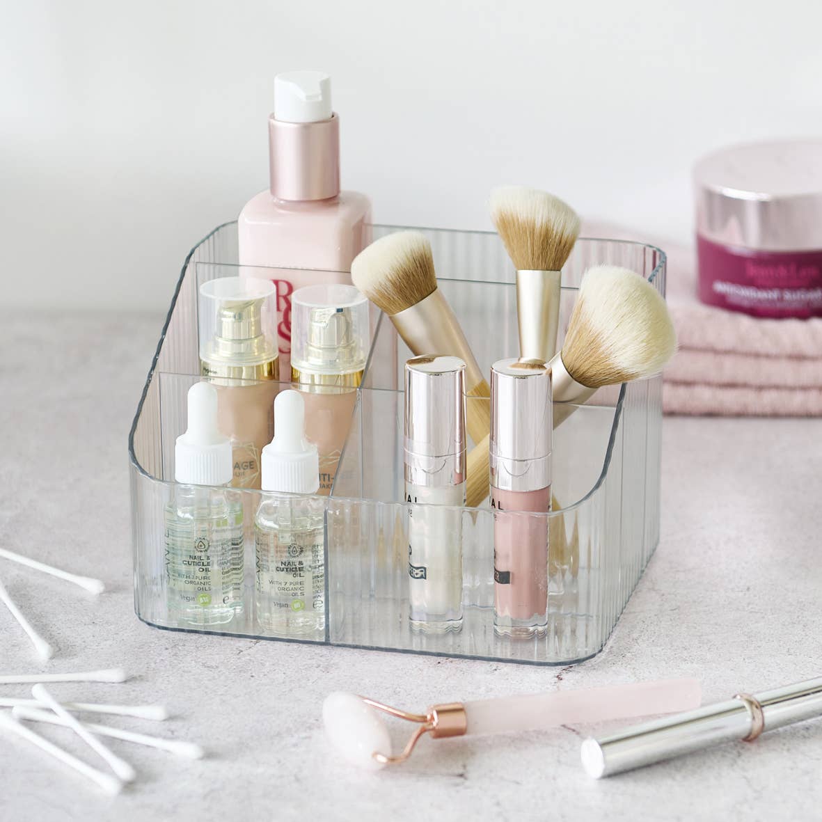 transparent Utensil organizer, 5 compartments, plastic for wholesale on Faire3