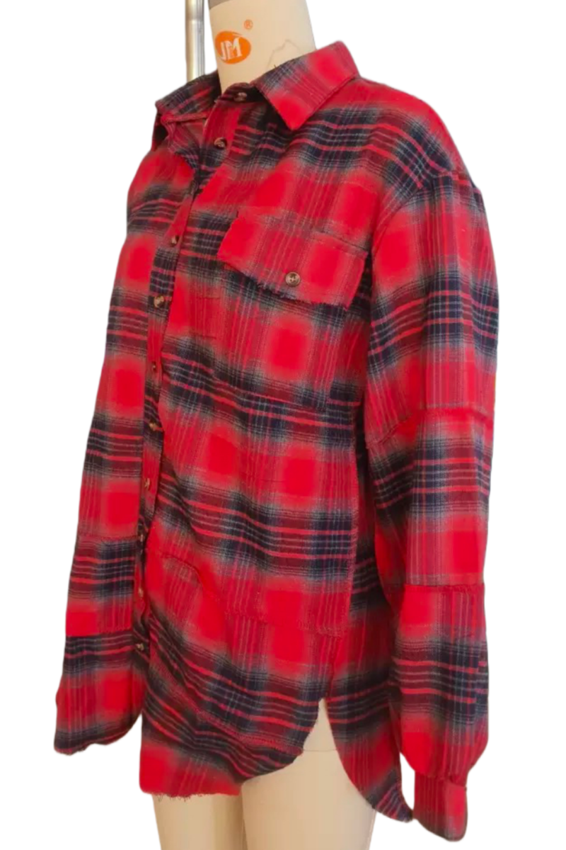 Rosa Clothing - Wholesale Shirt Jacket/Shacket - Women's - Plaid shirt oversized Long Shacket 7 colors14