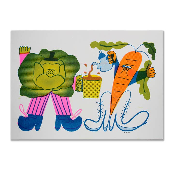 A4 Riso Print - Tea Time for wholesale by Rebecca Buchanan