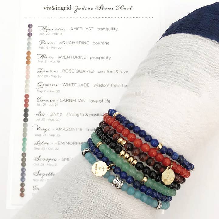 Bracelets empilables semi-précieux Zodiac pour la vente par Viv & Ingrid