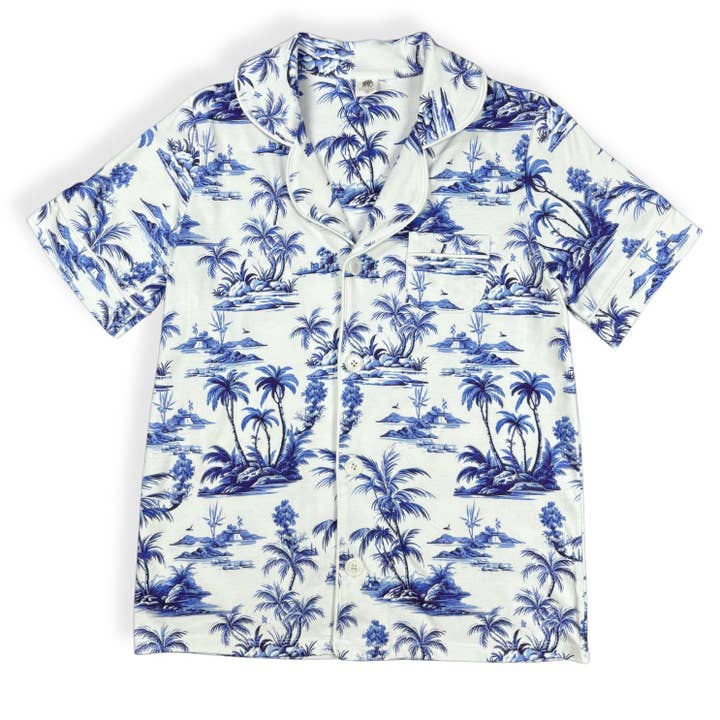 Pink Elephant Brands - Wholesale Sleepwear Set - Women's - Women's Button-Front Shortie Sleep Set - Tropical Toile1