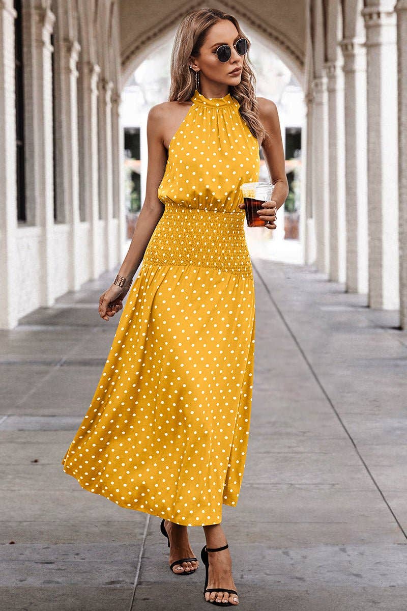 Supreme Fashion - Venta al por mayor Vestido - Mujer - Vestido largo de lunares con cuello halter26