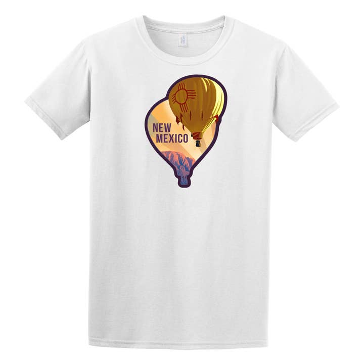 Lantern Press - Wholesale T-Shirt (Graphic) - Unisex - T-Shirt New Mexico, Hot Air Balloon, Letterpress