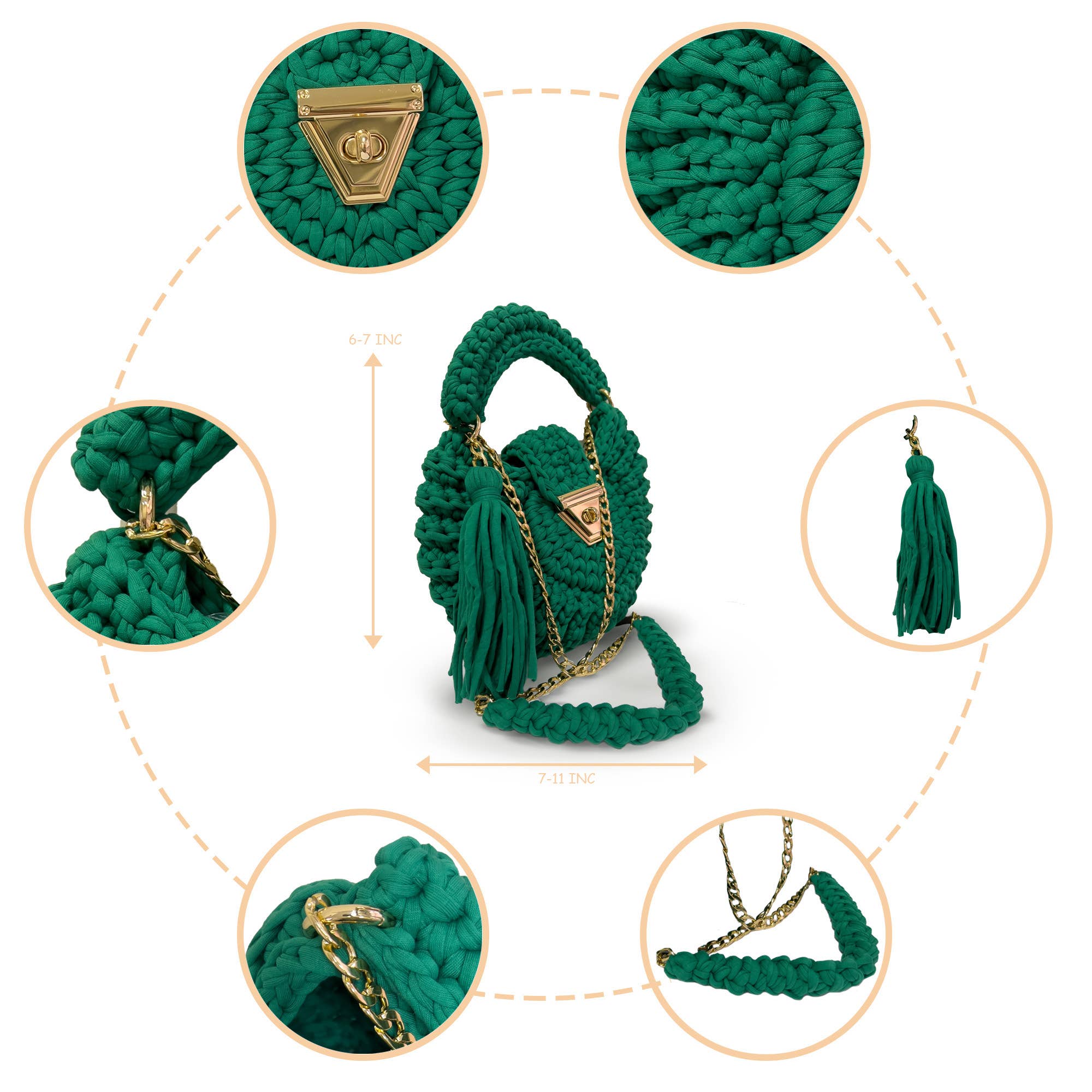 CHQEL - Vendita all'ingrosso Pochette - Donna - Pochette fatta a mano CHQEL per donna, borsa all'uncinetto fatta a mano 5