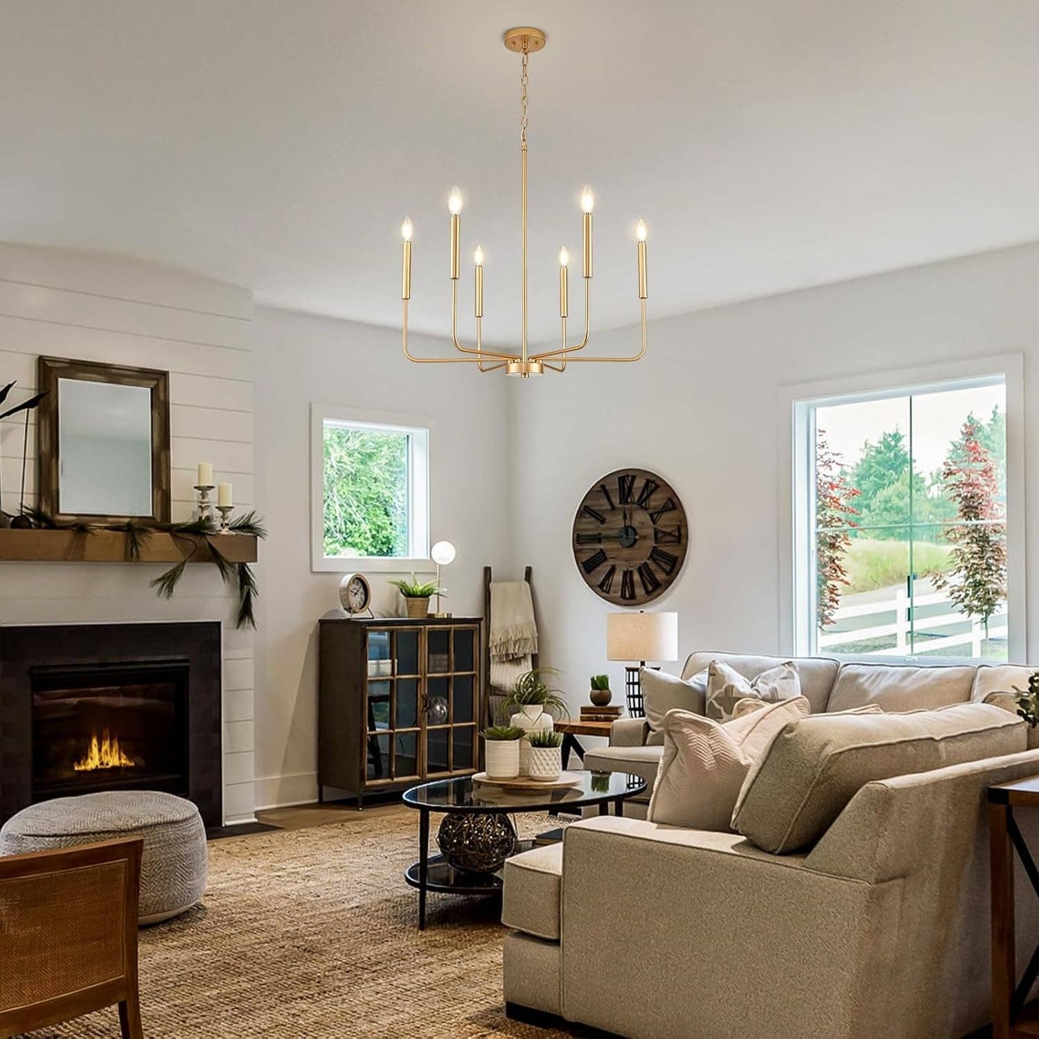 Gold 6 Light Candle Chandelier For Dining Room Modern for wholesale on Faire3