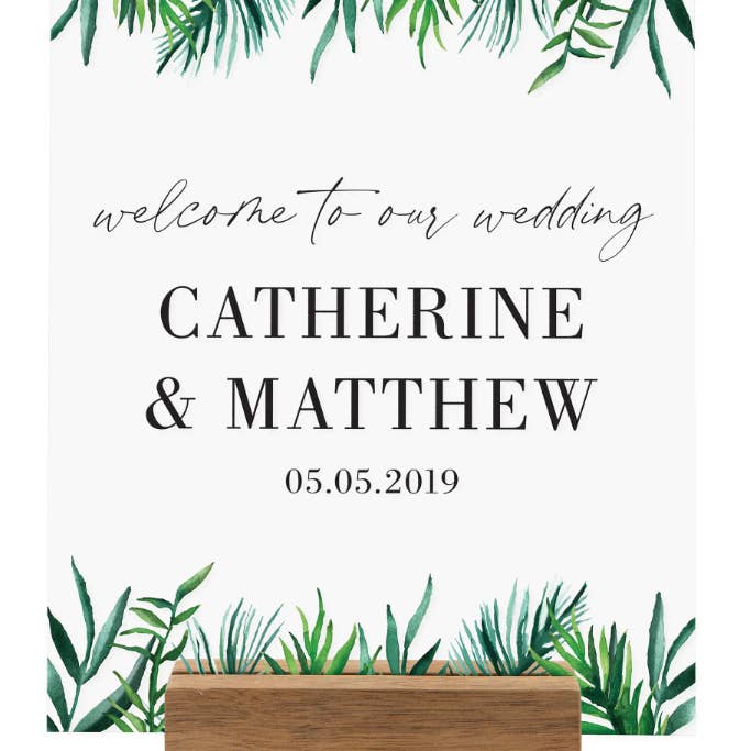 Weddingstar Inc. - Wholesale Desk/Tabletop Sign - Printed Clear Acrylic Tabletop Sign - Modern Couple2