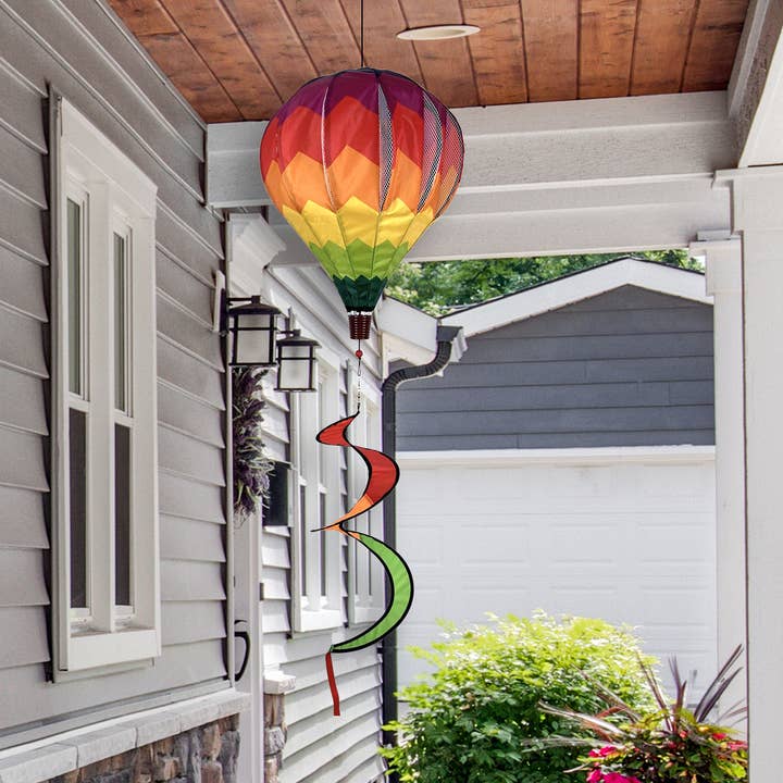 Briarwood Lane - Wholesale Wind Spinner - Chevron Rainbow Deluxe Hot Air Balloon Windsock Wind Twister