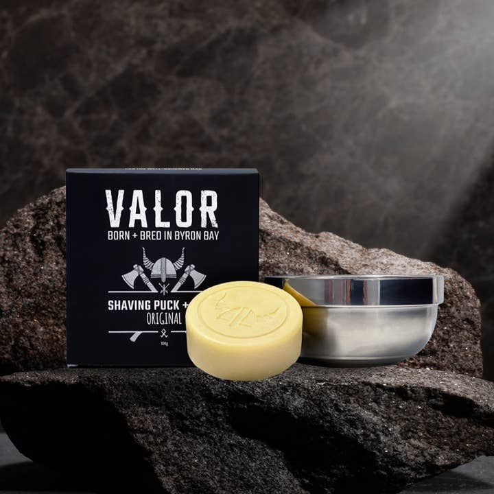 Valor Organics - Wholesale Shave Soap - Men's - Shaving Soap Puck + Steel Bowl (Original)2
