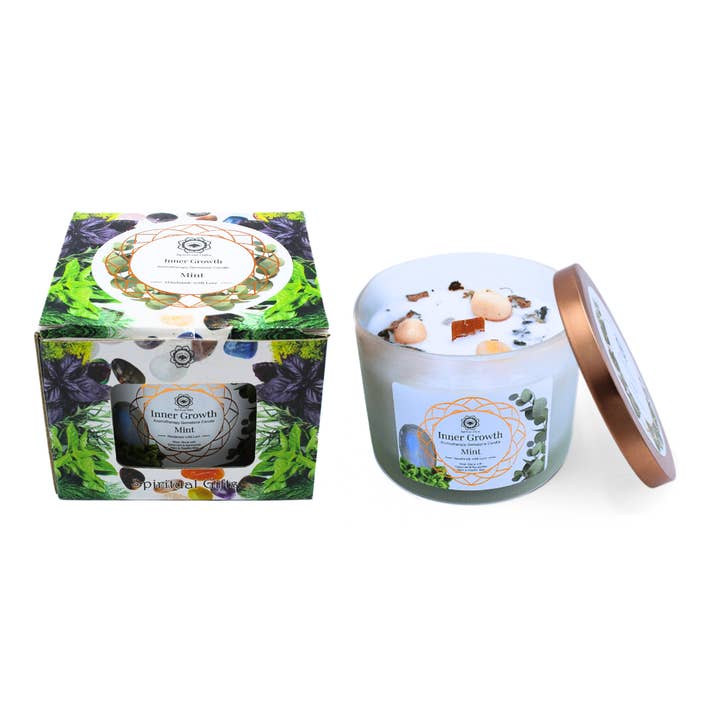 Green Tree - Wholesale Jar/Filled Candle - Green Tree Gemstone Scented Candle Inner Growth Mint 256g1