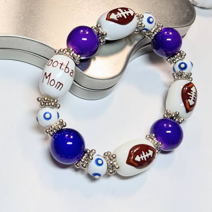 Football Bracelet Beaded Stretch Bracelet Football Mom for wholesale by Fiona Accessories