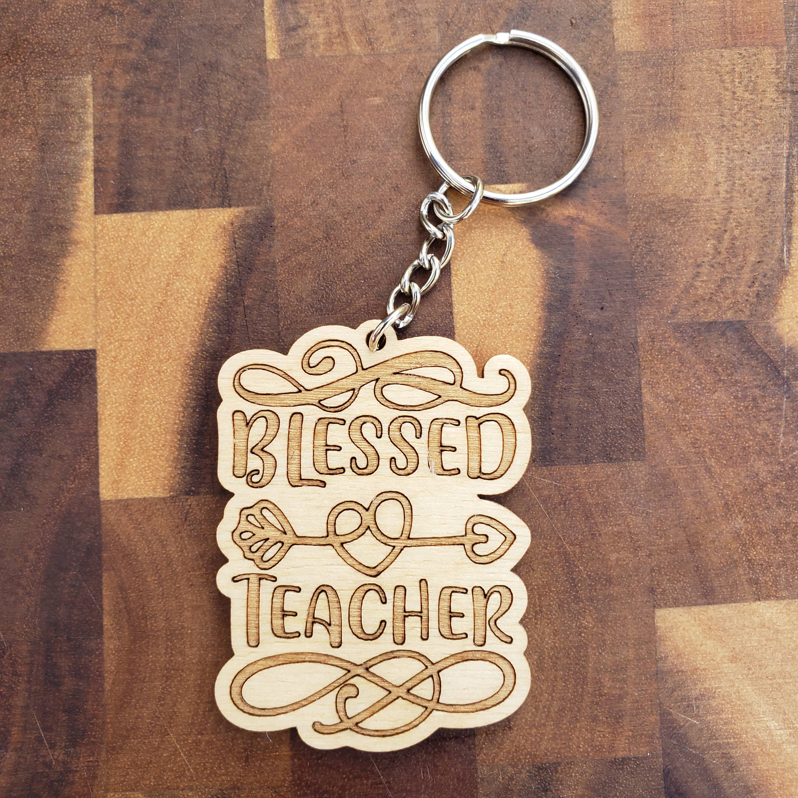 Cabin and Reel Engraving - Wholesale Keychain - Unisex - Back to School Teacher Sayings Wooden Keychain3