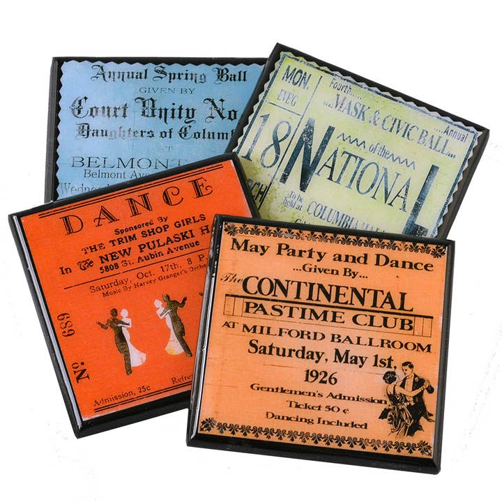 Shall We Dance? Vintage Dance Ticket Coaster Set for wholesale by Cheltenham Road