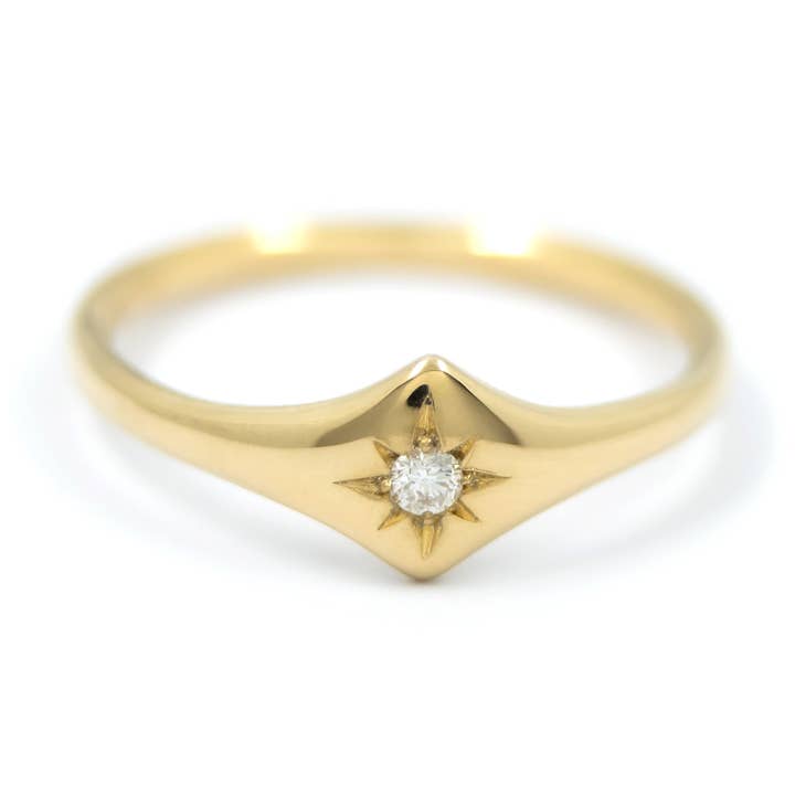 Anillo de escudo - oro amarillo de 14 quilates para venta al por mayor de Futaba Hayashi