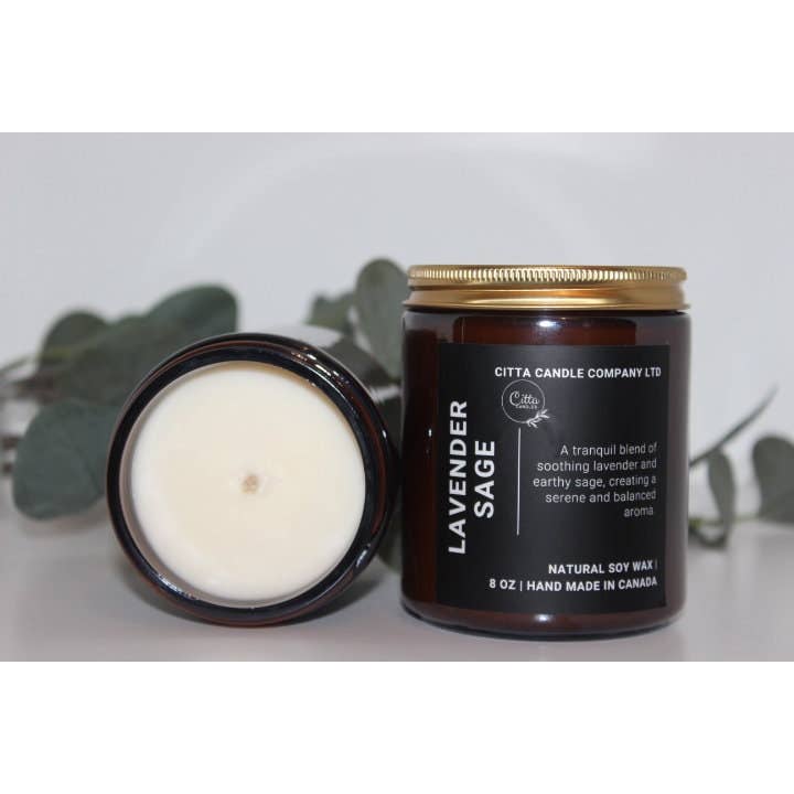 Lavender & Sage Scented Soy Wax Candle - Home & Spa Decor for wholesale by Citta Candle Company Ltd.