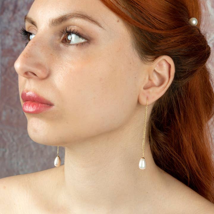 14k massief gouden pareloorbellen voor wholesale door Gowa Design