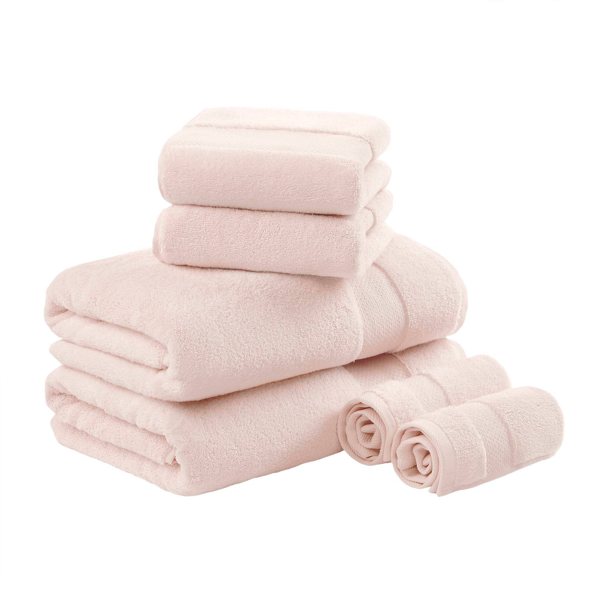 Olliix - Vente Ensembles de serviettes - Ensemble de serviettes de salle de bain 6 pièces en coton turc, blush8
