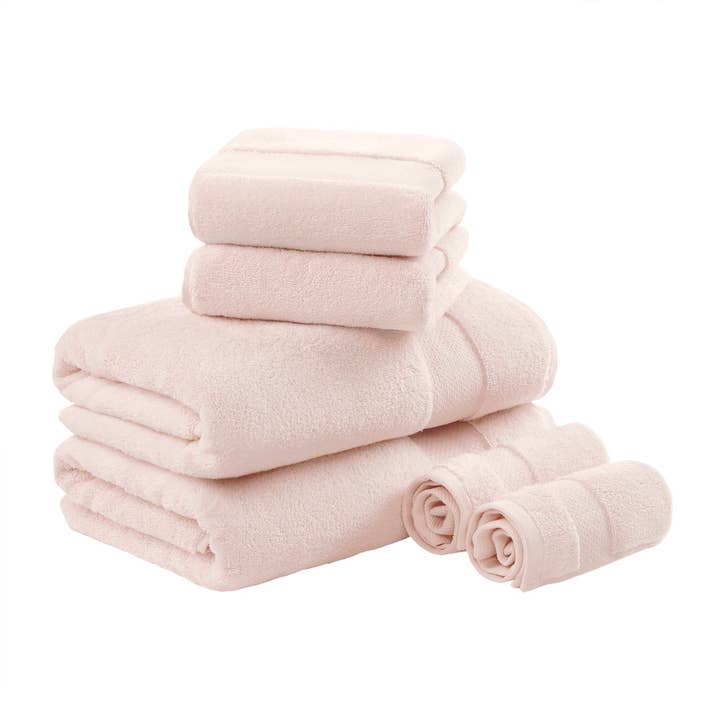 Olliix - Vente Ensembles de serviettes - Ensemble de serviettes de salle de bain 6 pièces en coton turc, blush8