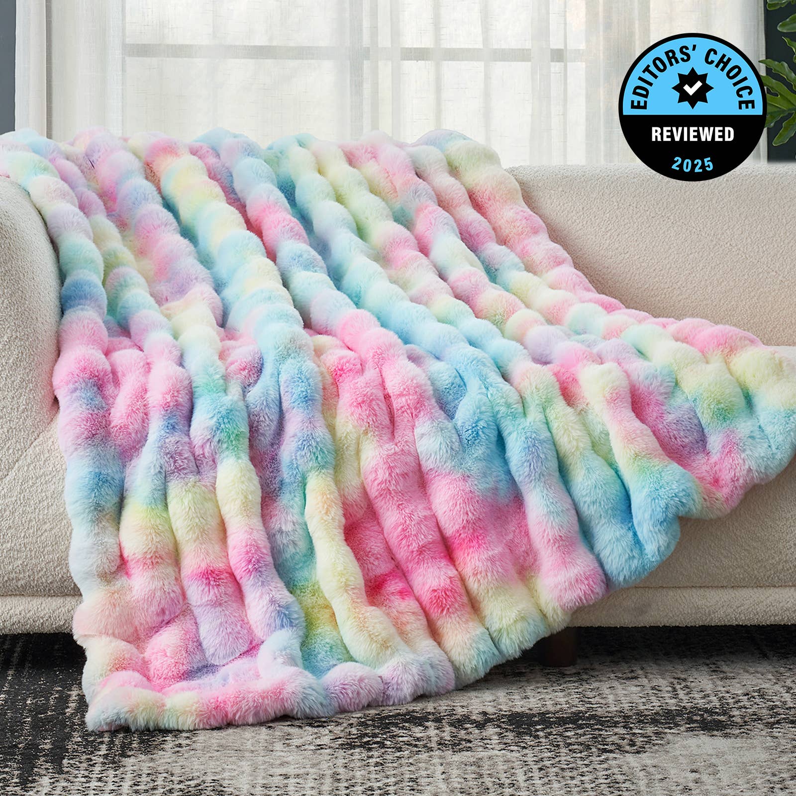 DreamValley - Wholesale Throw Blanket - CB Luxurious Faux Fur Bubble Throw Blankets, Tie-dye Color23