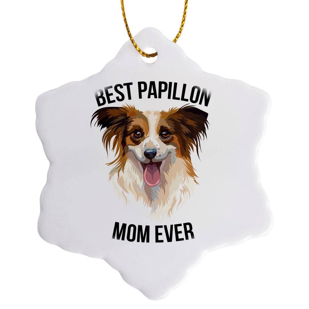 3dRose - Wholesale Ornament - 3dRose, Best Papillon Mom Ever, Ornament0