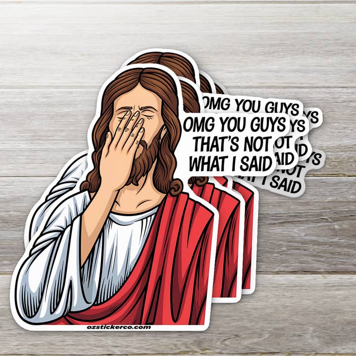 Ozark Sticker Company - Wholesale Sticker - Facepalm Jesus Sticker – Hilariously Holy Meme Decal