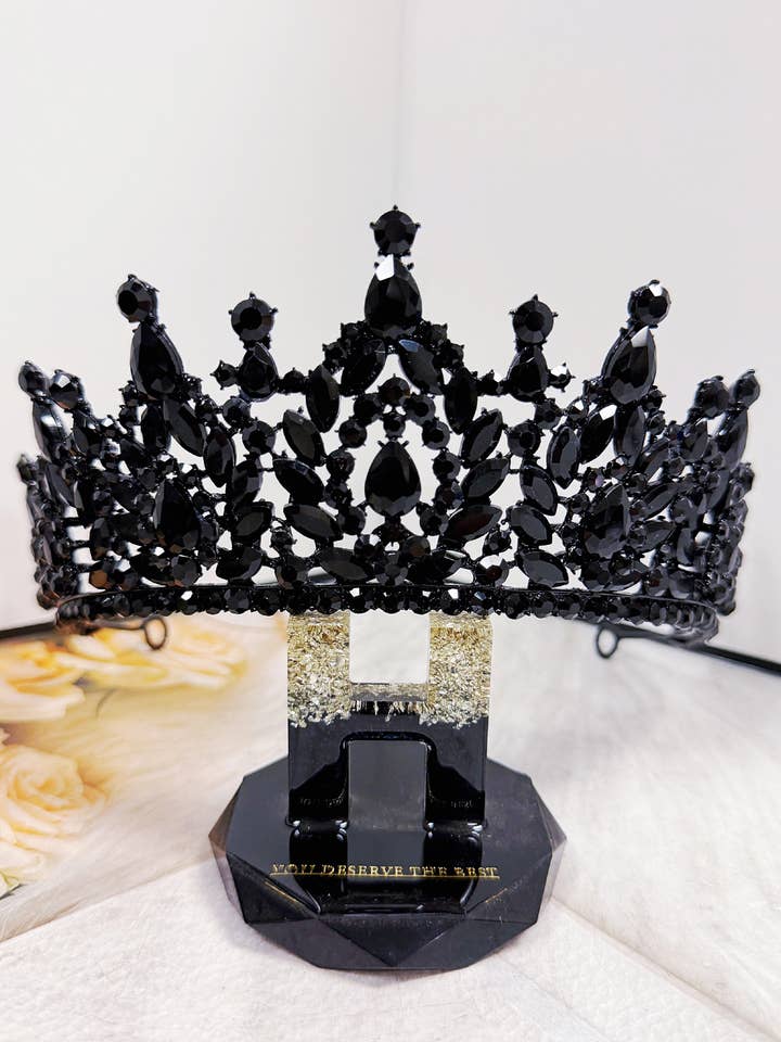 Princess Gothic Crown, Black diamond Tiara, Cosplay Party for wholesale by Happy Dream Gifts