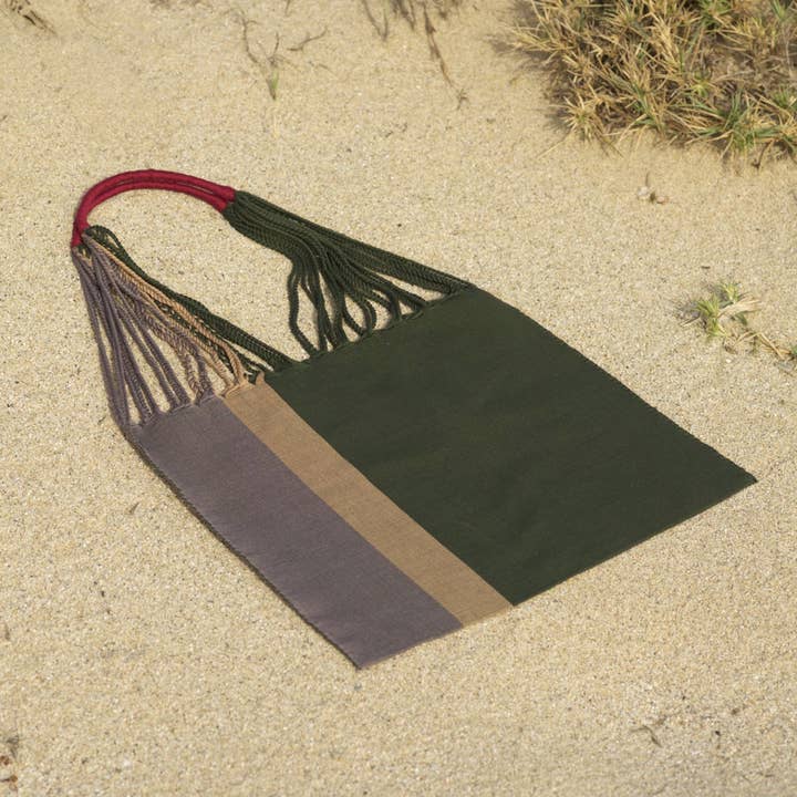 Las Rayas Tote Tecida à Mão em Chiapas - Urza/Verde por atacado de LUZ Collection