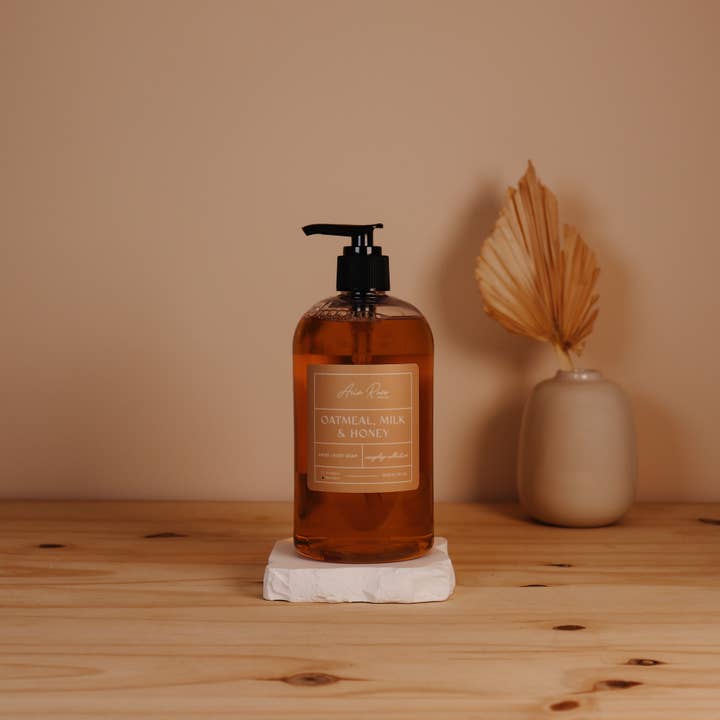 Aria Rose Bath Co - Vendita all'ingrosso Sapone/Lozione per mani - Sapone liquido per mani e corpo con farina d'avena, latte e miele2