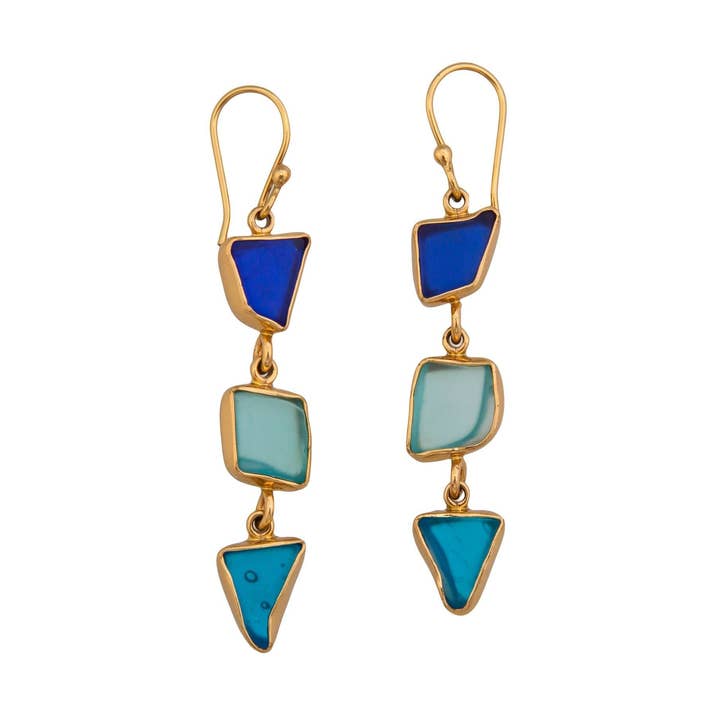 Brincos de vidro multicolorido reciclado Alchemia por atacado de Charles Albert Inc