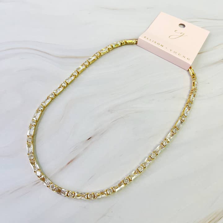 Ellison+Young - Wholesale Link & Chain Necklace - Mixed Shape Sparkle Tennis Necklace