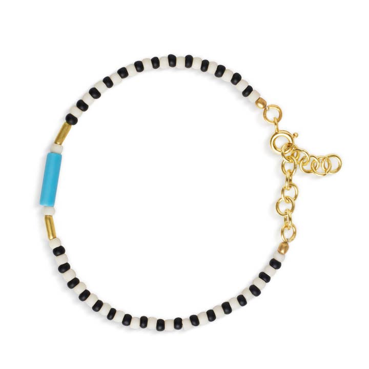 Sanftes Wickelarmband mit Perlen (Türkis) für den Großhandel von Né Nepal