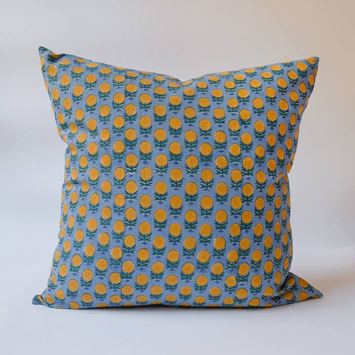 Soil to Studio - Wholesale Throw Pillow Cover - Pakhi - Hand Block-printed Linen Pillowcase2