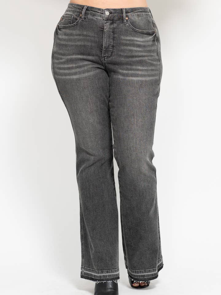 MR Tummy Control Washed Gray Release Hem Flare for wholesale by Judy Blue Jeans